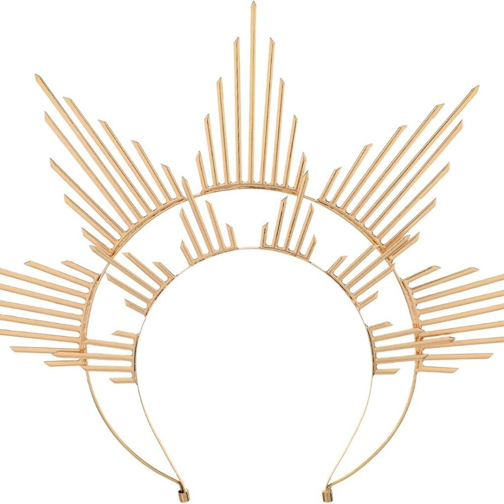 Sun Goddess Halo Crown - Renfaire Sunburst Spiked Headpiece for Women Renaissanc